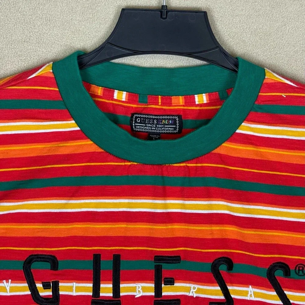 Guess x‎ J Balvin Vibras Tour Striped T Shirt Mens L Multicolor Round Neck - Picture 2 of 10